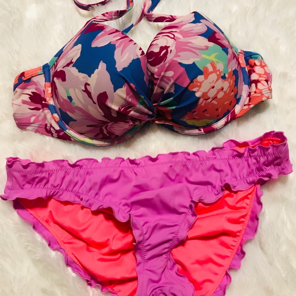 Stunning Bikini Floral Top/Purple Bottom